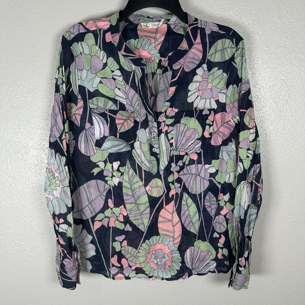 Carve Designs Organic Cotton Floral Popover Top Medium Multicolor Boho Coastal